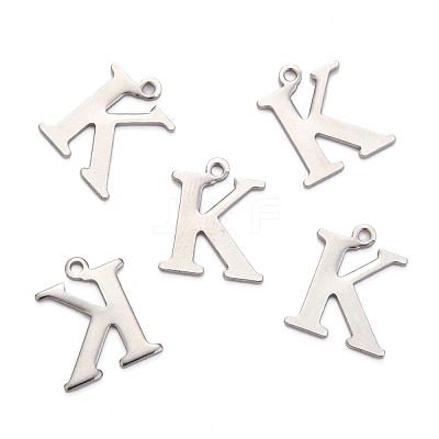 Tarnish Resistant 304 Stainless Steel Alphabet Charms STAS-H122-K-P-1