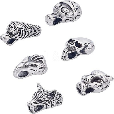 6Pcs 6 Style 304 Stainless Steel Cord Ends STAS-UN0020-92-1