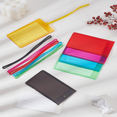 7Pcs 7 Colors Rectangle PVC Luggage Tag AJEW-LP0010-89-1