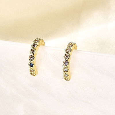 Brass Micro Pave Cubic Zirconia Cuff Earrings X-ZIRC-H109-06G-1