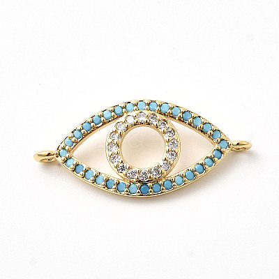 Brass Micro Pave Sky Blue and Clear Cubic Zirconia Connector Charms KK-H529-05B-G01-1