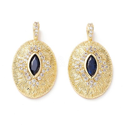Brass Micro Pave Midnight Blue Cubic Zirconia Pendants X-ZIRC-Z019-19G-NR-1
