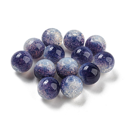 Transparent Spray Painting Crackle Glass Beads GLAA-L046-01A-14-1