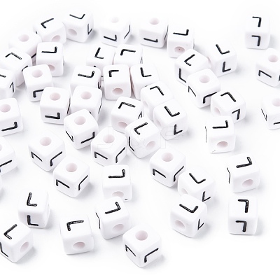 Letter Acrylic European Large Hole Beads OPDL-R050-10mm-L-1