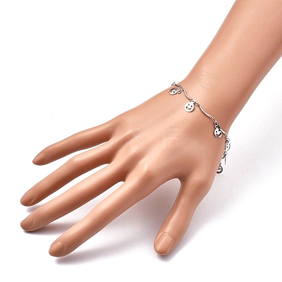Tarnish Resistant 304 Stainless Steel Scalloped Bar Link Chain Bracelets BJEW-JB05469-1