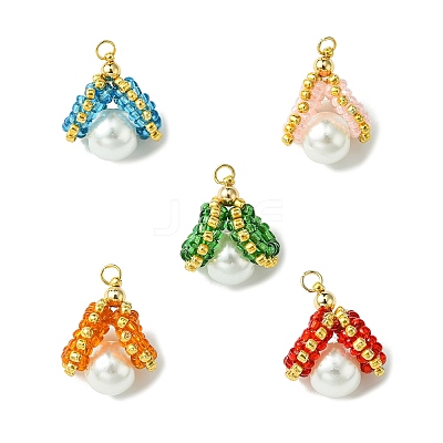 Shell Pearl Beads Glass Pendants PALLOY-MZ00434-1
