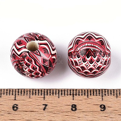 Bohemian Style Printed Schima Wood Beads WOOD-T032-31D-1