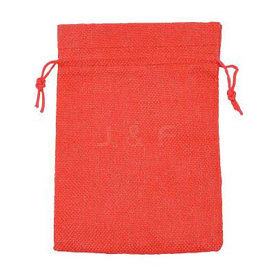 Polyester Imitation Burlap Packing Pouches Drawstring Bags ABAG-R004-18x13cm-01-1