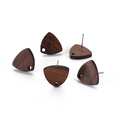 Walnut Wood Stud Earring Findings WOOD-S054-47-1