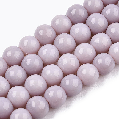 Opaque Solid Color Glass Beads Strands GLAA-T032-P8mm-07-1