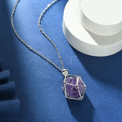 304 Stainless Steel Macrame Pouch Braided Gemstone Holder NJEW-JN04468-06-1
