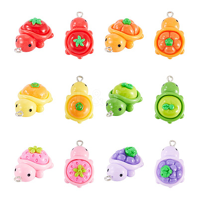 24Pcs 6 Colors Opaque Resin Pendants CRES-TA0001-78-1