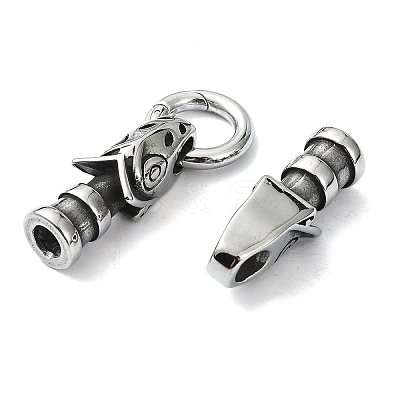 Tibetan Style 304 Stainless Steel Spring Gate Rings FIND-Z046-04AS-01-1