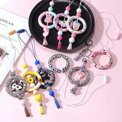 5Pcs Ring Food Grade Eco-Friendly Silicone Focal Beads JX894L-1