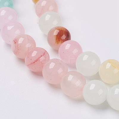 Natural Colorful Green Jade Beads Strands X-G-G757-01-12mm-1