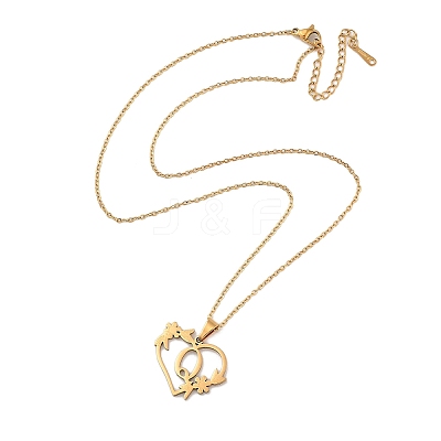 PVD Vacuum Plating 201 Stainless Steel Pendant Necklaces NJEW-R267-02Q-G-1