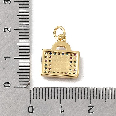 Brass Micro Pave Cubic Zirconia Charms KK-D431-058G-01-1