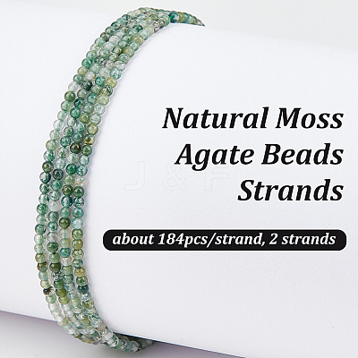 2 Strands Natural Moss Agate Beads Strands G-OC0005-64-1