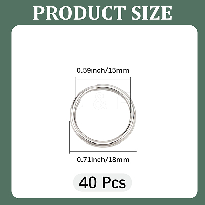 40Pcs 304 Stainless Steel Split Key Rings STAS-CY0001-01B-P-1