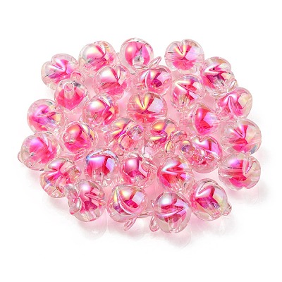 UV Plating Rainbow Iridescent Acrylic Beads OACR-F004-02F-1