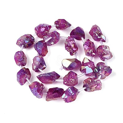 Dyed Electroplate Raw Rough Natural Amethyst Beads Strands G-Q610-05D-1