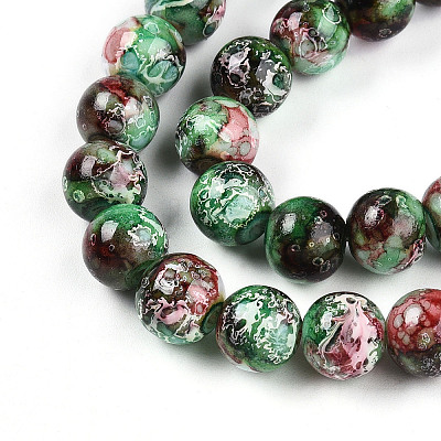 Baking Paint Glass Beads Strands DGLA-N003-10mm-A09-1