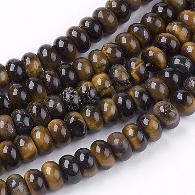 Natural Gemstone Tiger Eye Stone Rondelle Beads Strands G-S105-8mm-20-1