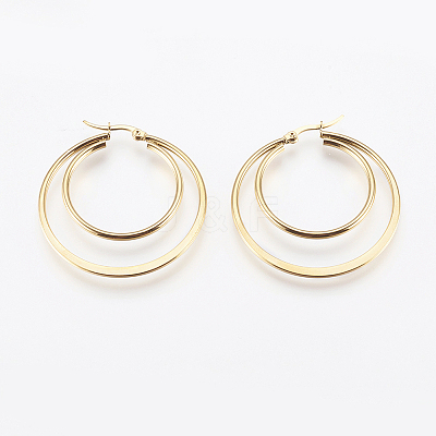 201 Stainless Steel Hoop Earrings LS-EJEW-I213-B-02G-1