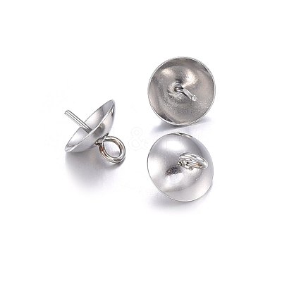 201 Stainless Steel Cup Pearl Peg Bails Pin Pendants STAS-O107-16P-1