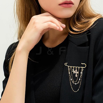 2Pcs 2 Styles Steel Brooches JEWB-BM0001-01G-1