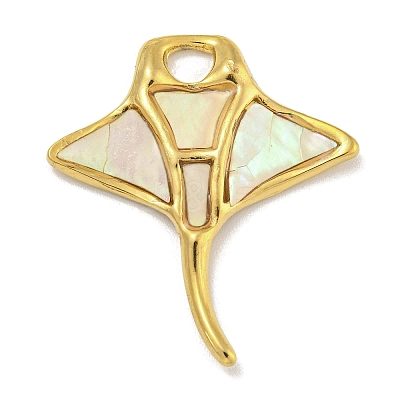 Ion Plating(IP) 304 Stainless Steel Pave Paua Shell Pendants X-STAS-S146-13G-1