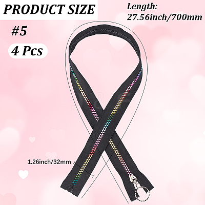 4Pcs #5 Nylon Coil Zippers Rainbow Zipper Tape SENE-CY0001-13A-01-1