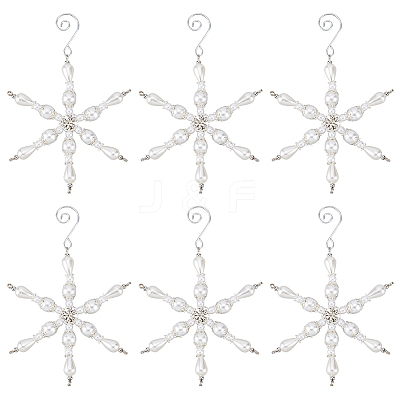 Snowflake Glass Pendant Decoration HJEW-GO00054-1