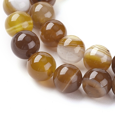Natural Striped Agate/Banded Agate Beads Strands G-G582-6mm-51-1