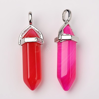 Natural Agate Double Terminated Pointed Pendants G-F295-05H-1