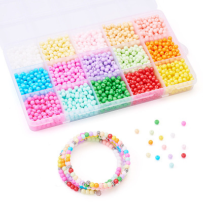 2400Pcs 15 Colors Opaque Baking Paint Glass Beads DGLA-TA0001-25-1
