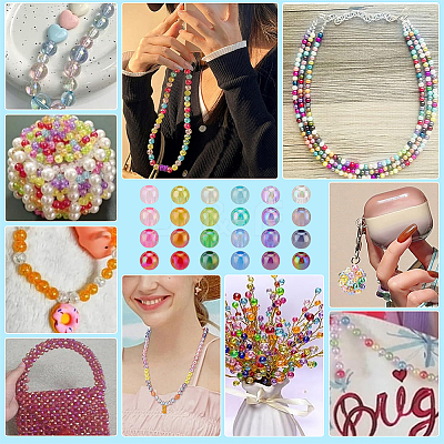 1440Pcs 24 Colors Transparent Acrylic Beads MACR-PH0001-98-1