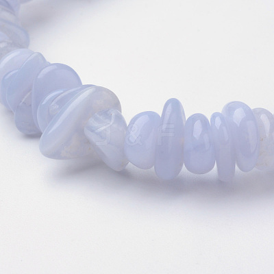 Natural  Blue Lace Agate Beaded Stretch Bracelets X-BJEW-JB02683-01-1