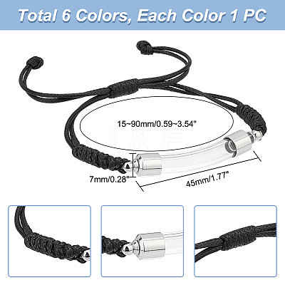6Pcs 6 Color Glass Tube Urn Link Bracelets Set BJEW-AB00005-1