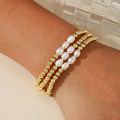 3 Pieces Freshwater Pearl Bracelet Sets EH2658-1