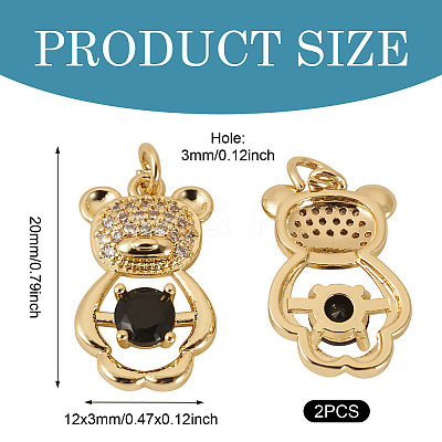 2Pcs Brass Micro Pave Cubic Zirconia Pendants KK-TA0002-81C-1