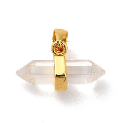 Natural Quartz Crystal Double Terminal Pointed Pendants G-P481-01G-11-1