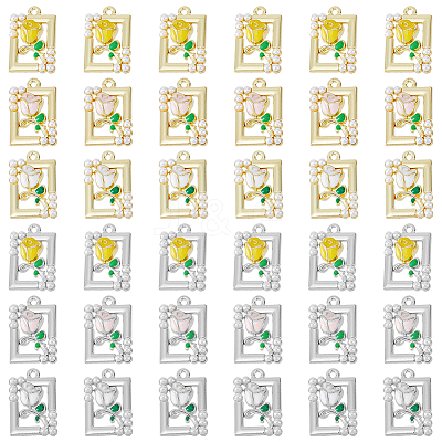 36Pcs 6 Styles Rack Plating Alloy Enamel Pendants FIND-DC0002-91-1