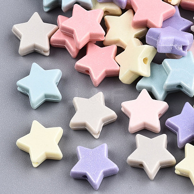 Spray Painted Acrylic Beads MACR-T037-06-1