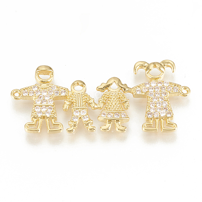 Brass Micro Pave Cubic Zirconia Links ZIRC-Q015-006G-1