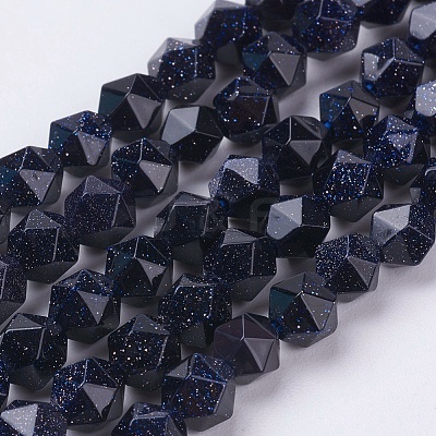 Synthetic Blue Goldstone Beads Strands G-J376-39-6mm-1