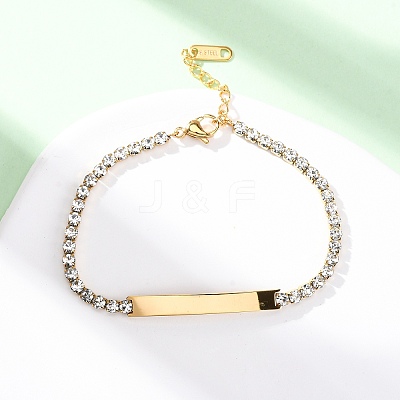 304 Stainless Steel Rhinestone Cup Chain Bracelets BJEW-G753-02G-03-1