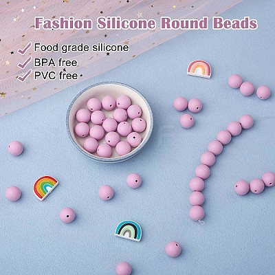 100Pcs Silicone Beads Round Rubber Bead 15MM Loose Spacer Beads for DIY Supplies Jewelry Keychain Making JX462A-1