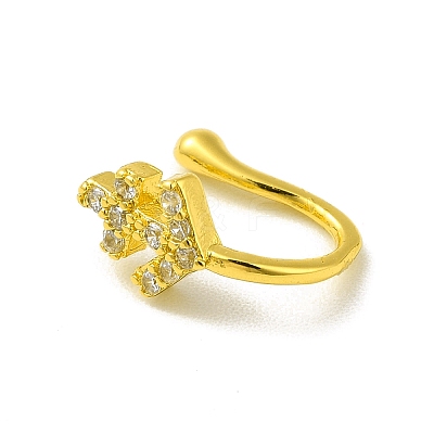 Clear Cubic Zirconia Anchor Clip on Nose Ring AJEW-F059-19G-1