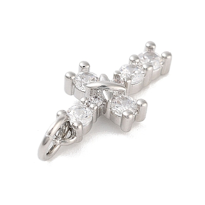Rack Plating Brass Clear Cubic Zirconia Pendants KK-M293-13P-1